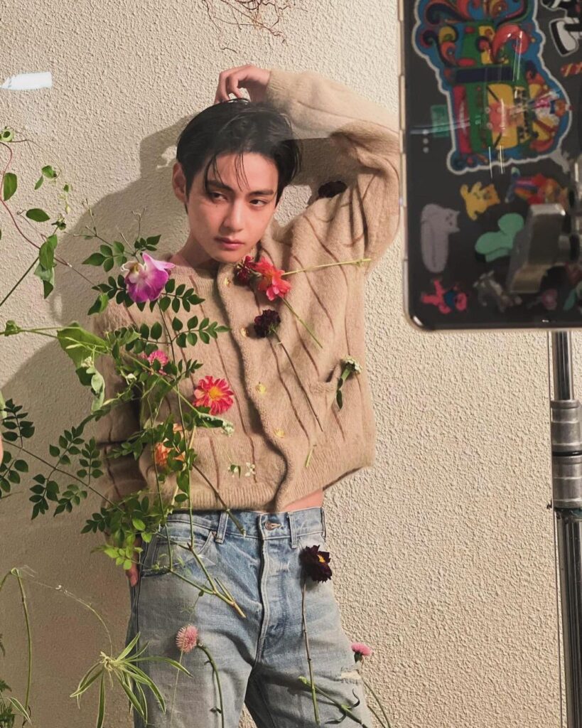 Famous K-pop Star V Surprises Fans with Romantic Floral-Themed Photoshoot for Celine on Valentine's Day